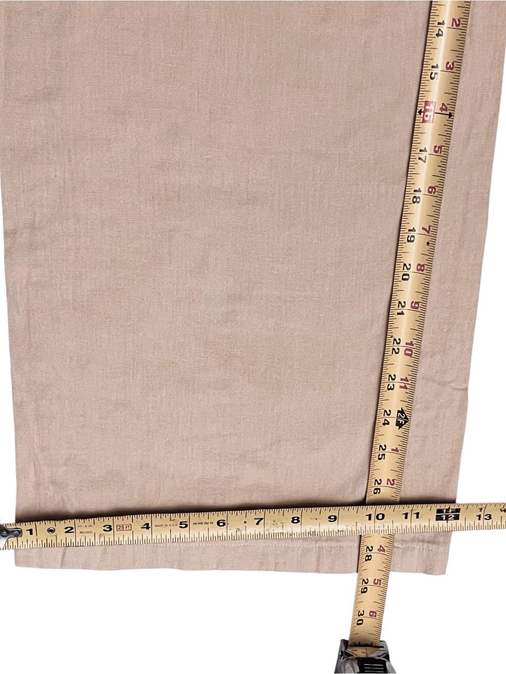 Lagaci  Crop Pants Linen Blend Tan Beach Drawstring Elastic Pull On Pockets Sz L - Picture 10 of 12